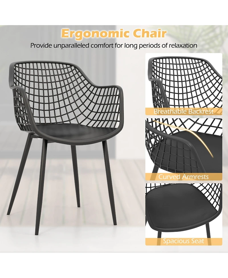 Gouun 3 Piece Patio Chair Set with Pp Seat and Tabletop for Porch