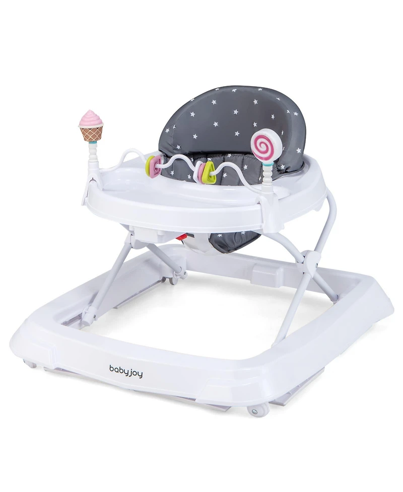 Foldable Baby Activity Walker with Adjustable Height and Detachable Seat Cushion