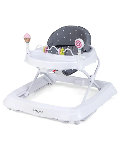 Foldable Baby Activity Walker with Adjustable Height and Detachable Seat Cushion