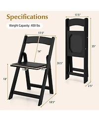 Gouun Set of 4 Dining Chairs Foldable Kitchen Chair with Rubber Wood Legs and Padded Seat