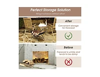 Gouun 19 Inch Folding Fireplace Log Rack with Convenient Handle