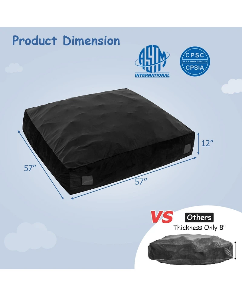 Gouun 57 x 57 Inch Crash Pad Sensory Mat with Foam Blocks and Washable Velvet Cover