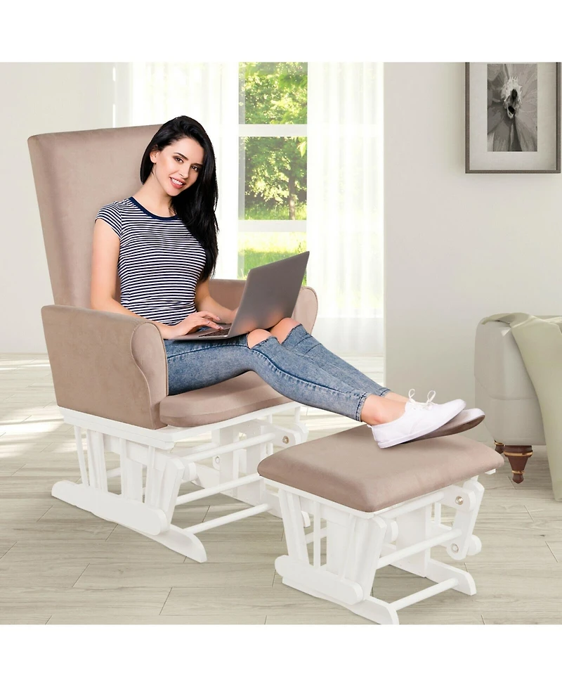 Gouun Baby Nursery Relax Rocker Rocking Chair Glider and Ottoman Cushion Set