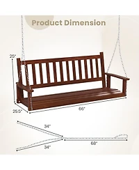 Gouun 3-Person Wooden Outdoor Porch Swing with 800 lbs Weight Capacity