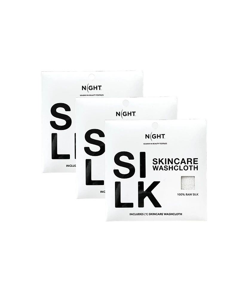 Night Raw Silk Skincare Washcloths, Exfoliating, Multi-Pack