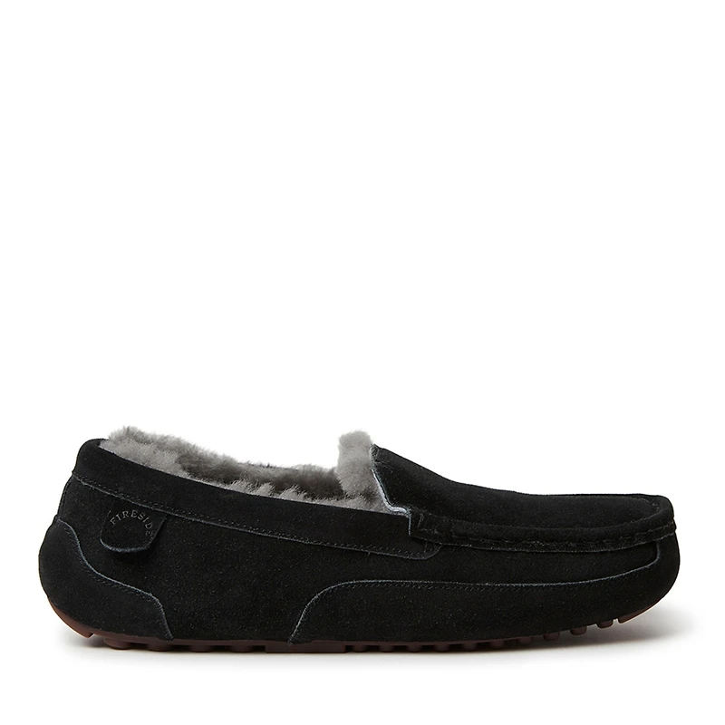 Dearfoams Men's Fireside By Melbourne Genuine Shearling Moccasin Slipper