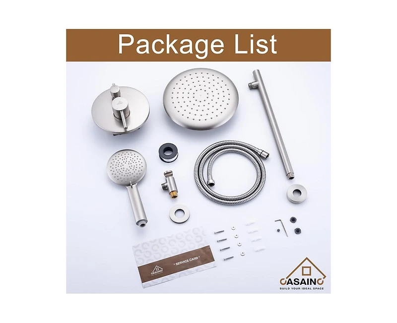 Casainc Rainfall Complete Shower System with 5-Setting Handheld and Rough Valve