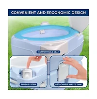 SereneLife 15-Liter Outdoor Portable Toilet with Extra Large Seat, Moonwhite