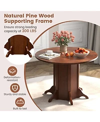Gouun Round Dining Table with Pedestal Base for 4-6 People