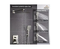 Casainc 10 Inch Wall Mounted Square Shower System Set with Handheld Spray