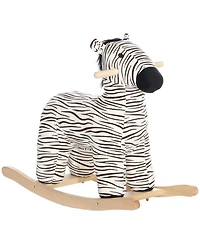 Qaba Kids Rocking Horse, Zebra Shaped Ride on Horse with Realistic Sound