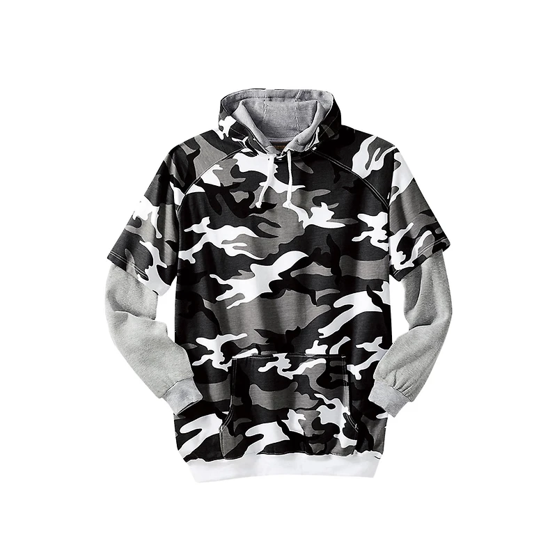 Boulder Creek by KingSize Men's Big & Tall Thermal-Lined Layered Look Hoodie