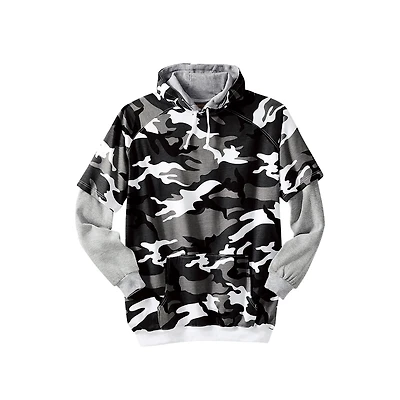 Boulder Creek by KingSize Men's Big & Tall Thermal-Lined Layered Look Hoodie