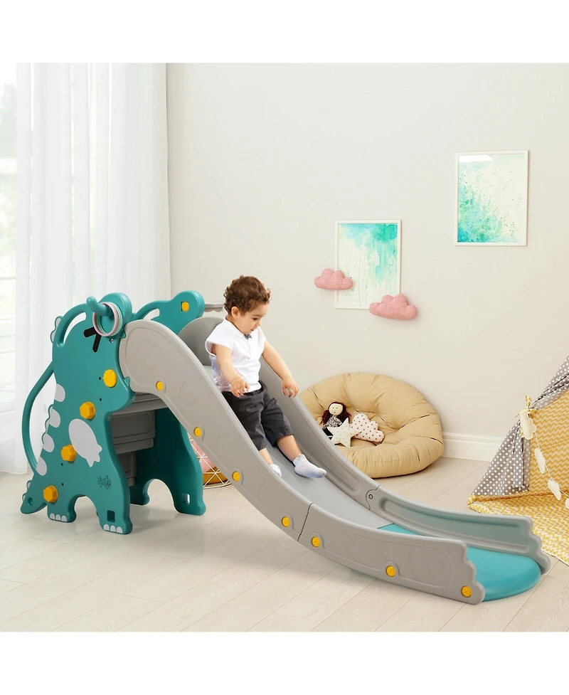 Gouun 4-in-1 Kids Climber Slide Play Set with Basketball Hoop