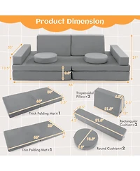 Gouun 10-Piece Kids Play Couch Sofa with Portable Handle