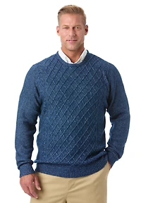 KingSize Big & Tall Soft Cable Knit Crewneck Sweater