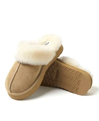 Fireside by Dearfoams Women's Melton Genuine Shearling Platform Scuff Slipper