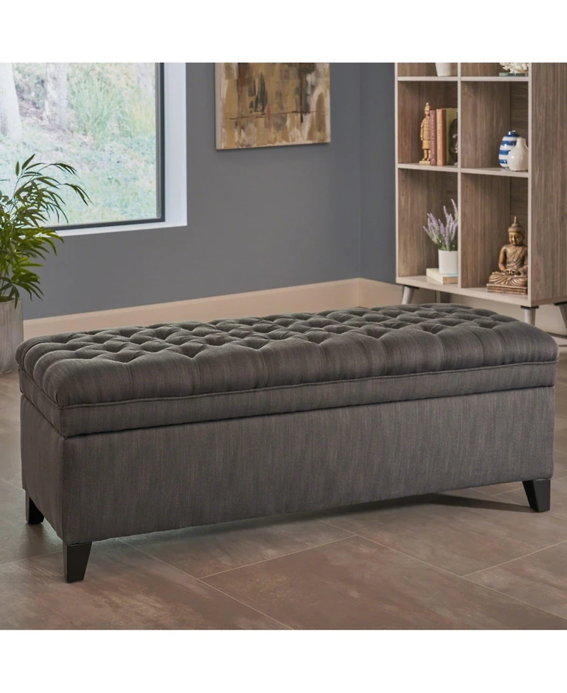 Button-Tufted Storage Ottoman with Soft-Close Lid, Storage for Bedroom, Living Room, Entryway-The Pop Home