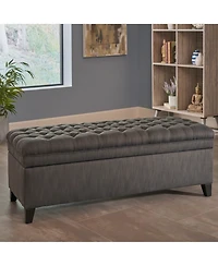 Button-Tufted Storage Ottoman with Soft-Close Lid, Storage for Bedroom, Living Room, Entryway-The Pop Home