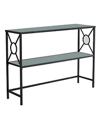 Kings Brand Furniture Loyd Metal with Glass Shelf Console Table, Black/Brushed Copper