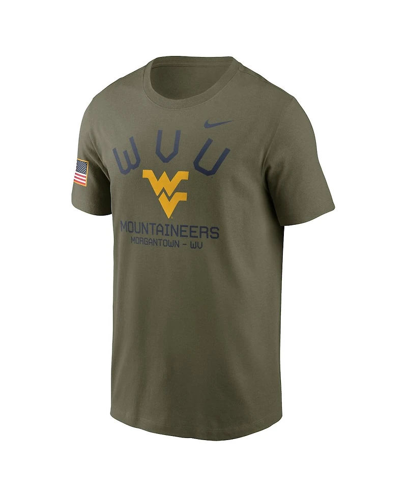 Nike Men's Olive West Virginia Mountaineers 2024 Military Appreciation Performance T-Shirt
