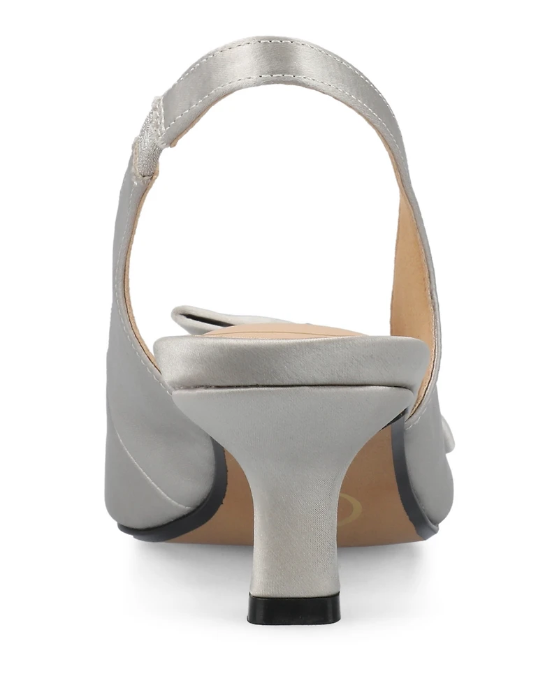 Journee Collection Women's Paloma Bow Kitten Heel Slingback Pumps