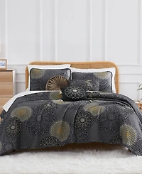 Southshore Fine Linens Midnight Floral -Pc. Quilt Set