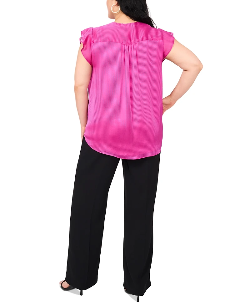 Vince Camuto Plus Size V-Neck Flutter-Sleeve Blouse, Exclusively at Macy's