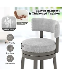 Gouun 31 Inch Swivel Bar Stool with Upholstered Back Seat and Footrest-31 inches
