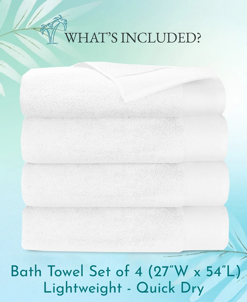 4-Pack Bath Towel Set, Softest 100% Cotton by California Design Den