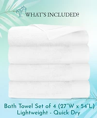4-Pack Bath Towel Set, Softest 100% Cotton by California Design Den