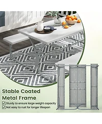 6 Ft Picnic Table Bench Set Dining and 2 Benches with Metal Frame Hdpe Tabletop
