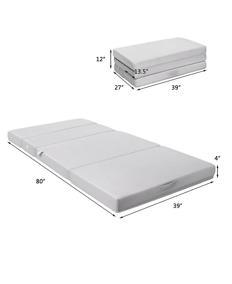 Gouun 4 Inch Folding Sofa Bed Foam Mattress with Handles-Twin Xl