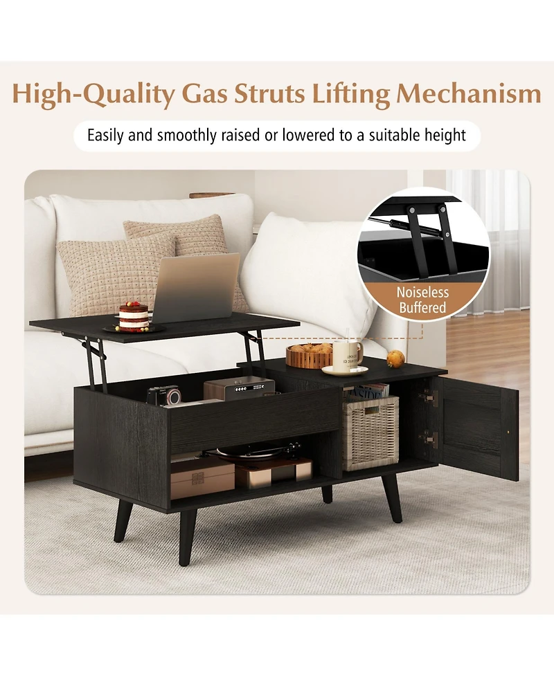 Gouun Lift Top Table with Storage and Hidden Compartment