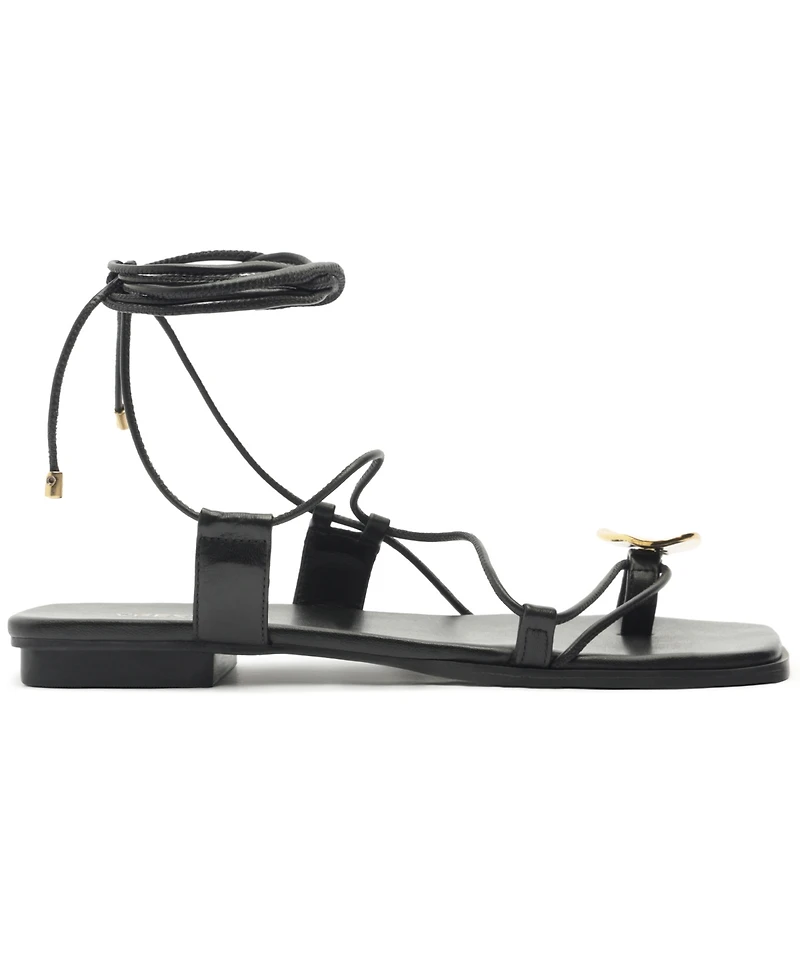 Arezzo Women's Siena Square Toe Ring Flat Sandals