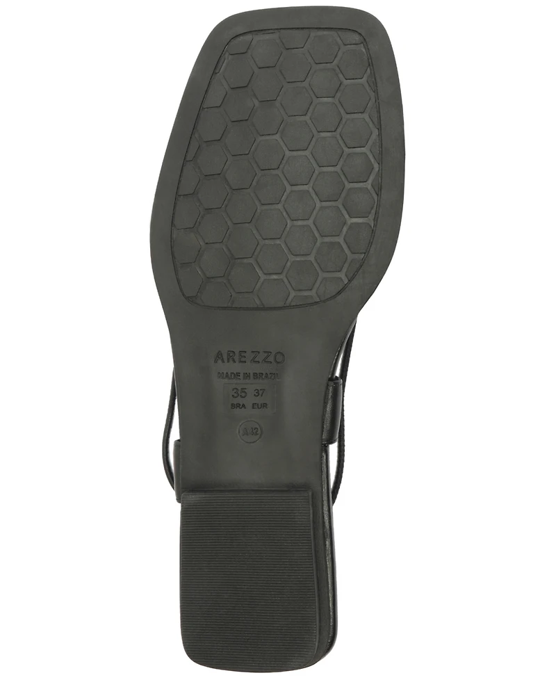 Arezzo Women's Siena Square Toe Ring Flat Sandals
