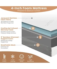 Gouun 4 Inch Tri-fold Cool Gel Memory Foam Mattress-Queen Size