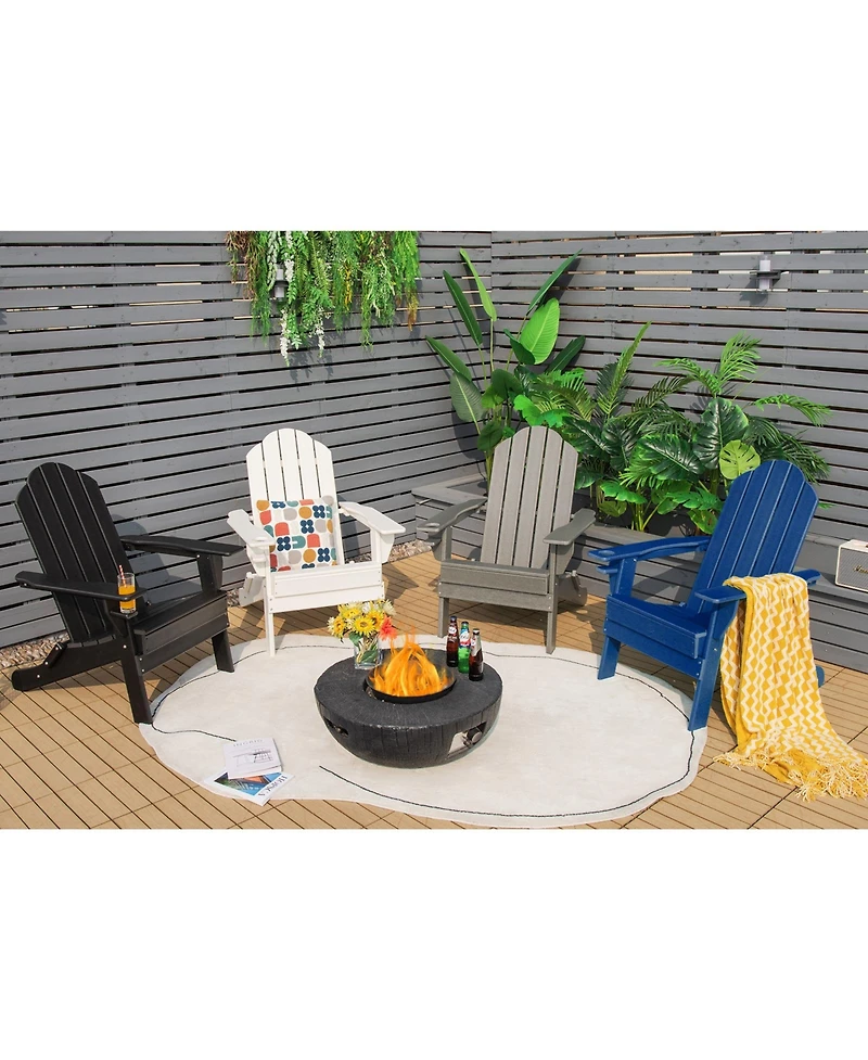 Gouun Foldable Weather Resistant Patio Chair with Built-in Cup Holder