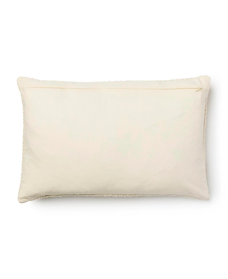 Ihi Home Madera Cross Weave Pillow, Ivory, 14"x 20"