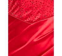 B Darlin Juniors' Satin Rhinestone Corset Gown, Created for Macy's