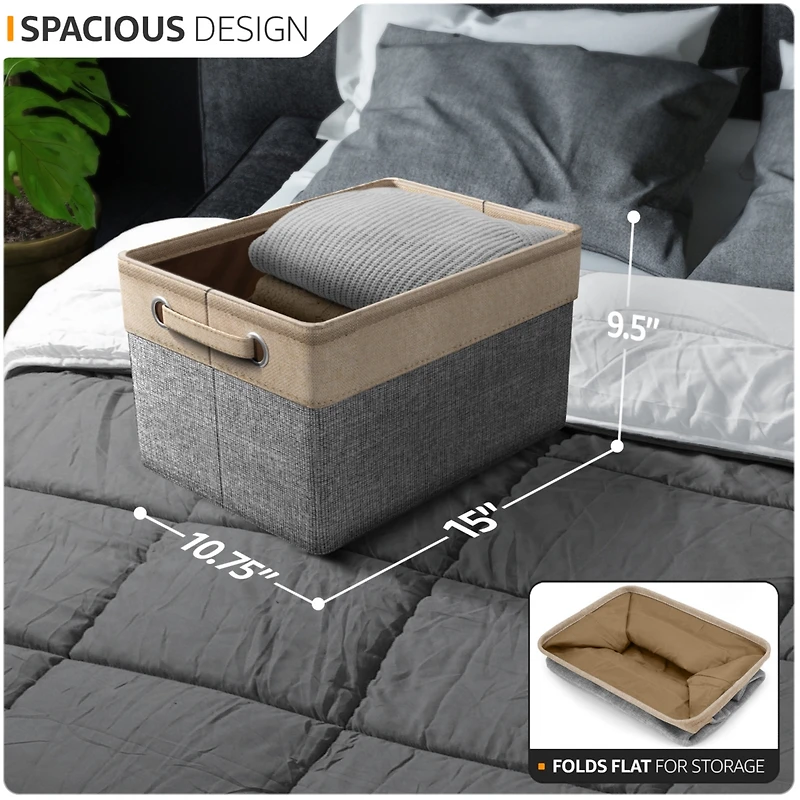 Sorbus 3 Pack Large Sturdy Foldable Fabric Storage Bins with Handles - Lightweight and durable