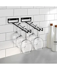 Sorbus 2 Pack 12 Inch Wall Mounted Wine Glass Racks for Under Cabinet - for Home Bar Holds Up to 4 Glasses Each