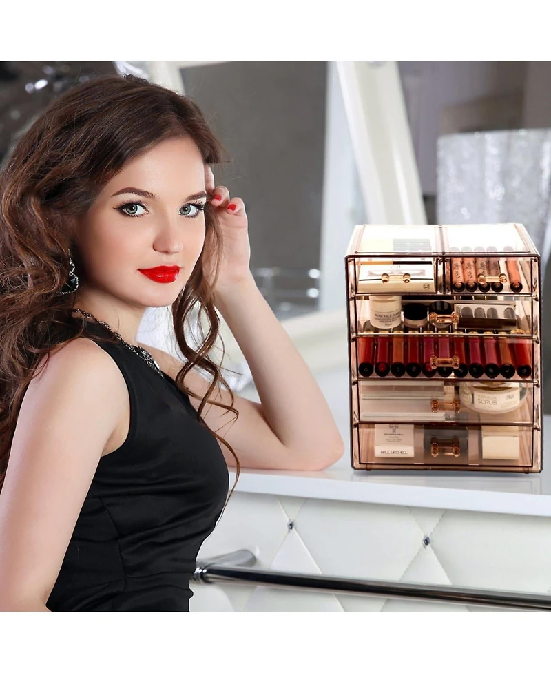 Sorbus 6 Drawer Acrylic Makeup Organizer Case for Cosmetics, Makeup and jewelry - Drawers with Diamond Detail