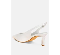 Vinca Satin Pointed Toe Slingbacks
