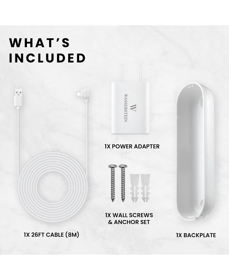 Wasserstein Power Adapter (5.2V 2A) with L-Shaped Usb-c Cable (26ft.) & Backplate