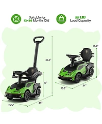 Gymax 3-in-1 Licensed Lamborghini Ride on Push Car Stroller Sliding w/ Sound