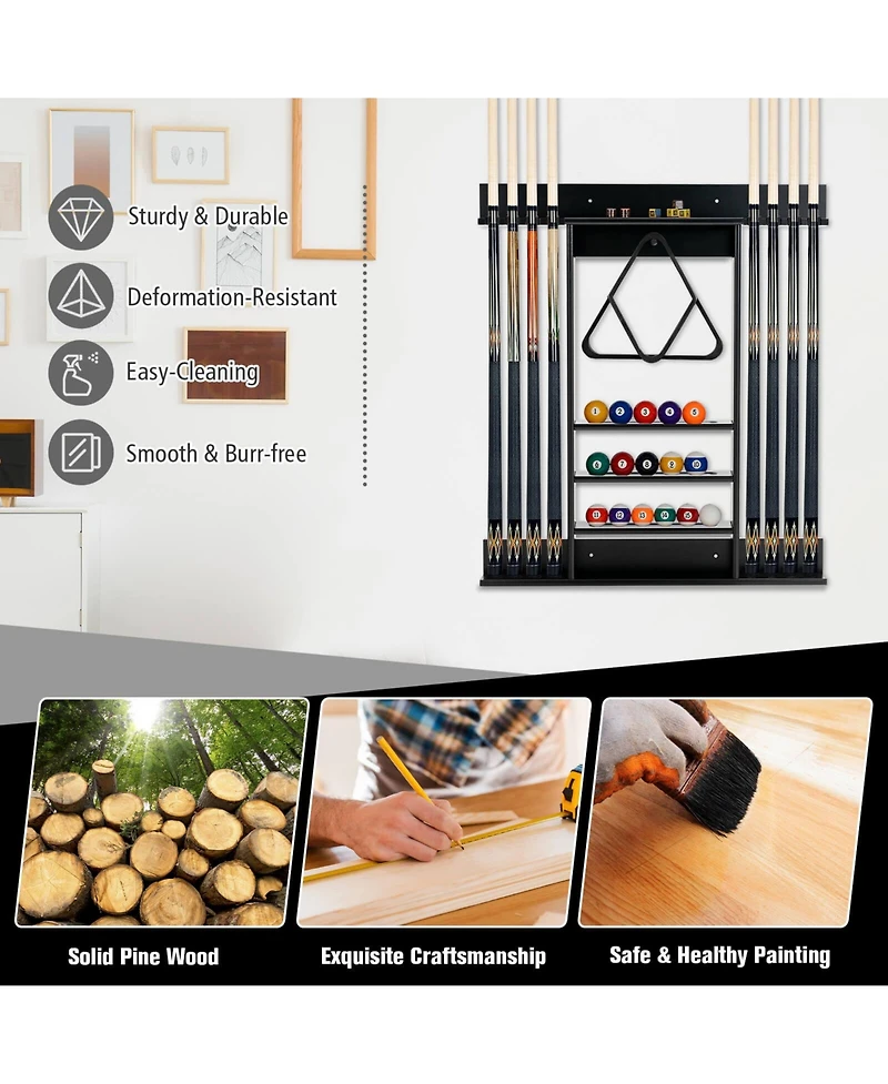 Gouun Wall-mounted Billiards Pool Cue Rack Only