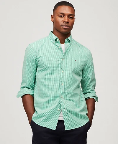 Tommy Hilfiger Men's Regular-Fit Flex Gingham Check Button-Down Poplin Shirt