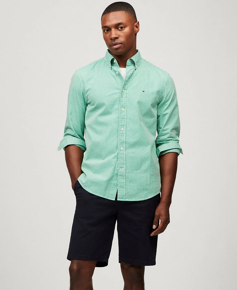 Tommy Hilfiger Men's Regular-Fit Flex Gingham Check Button-Down Poplin Shirt