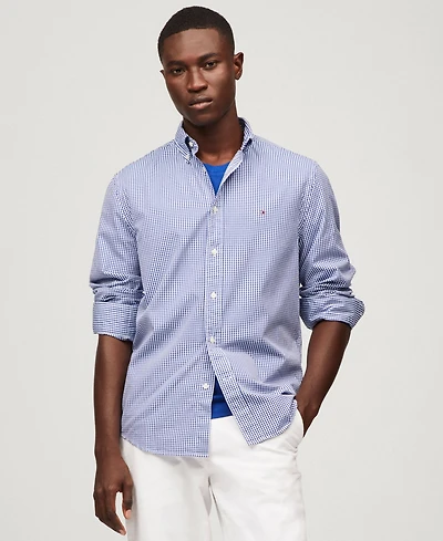 Tommy Hilfiger Men's Regular-Fit Flex Gingham Check Button-Down Poplin Shirt